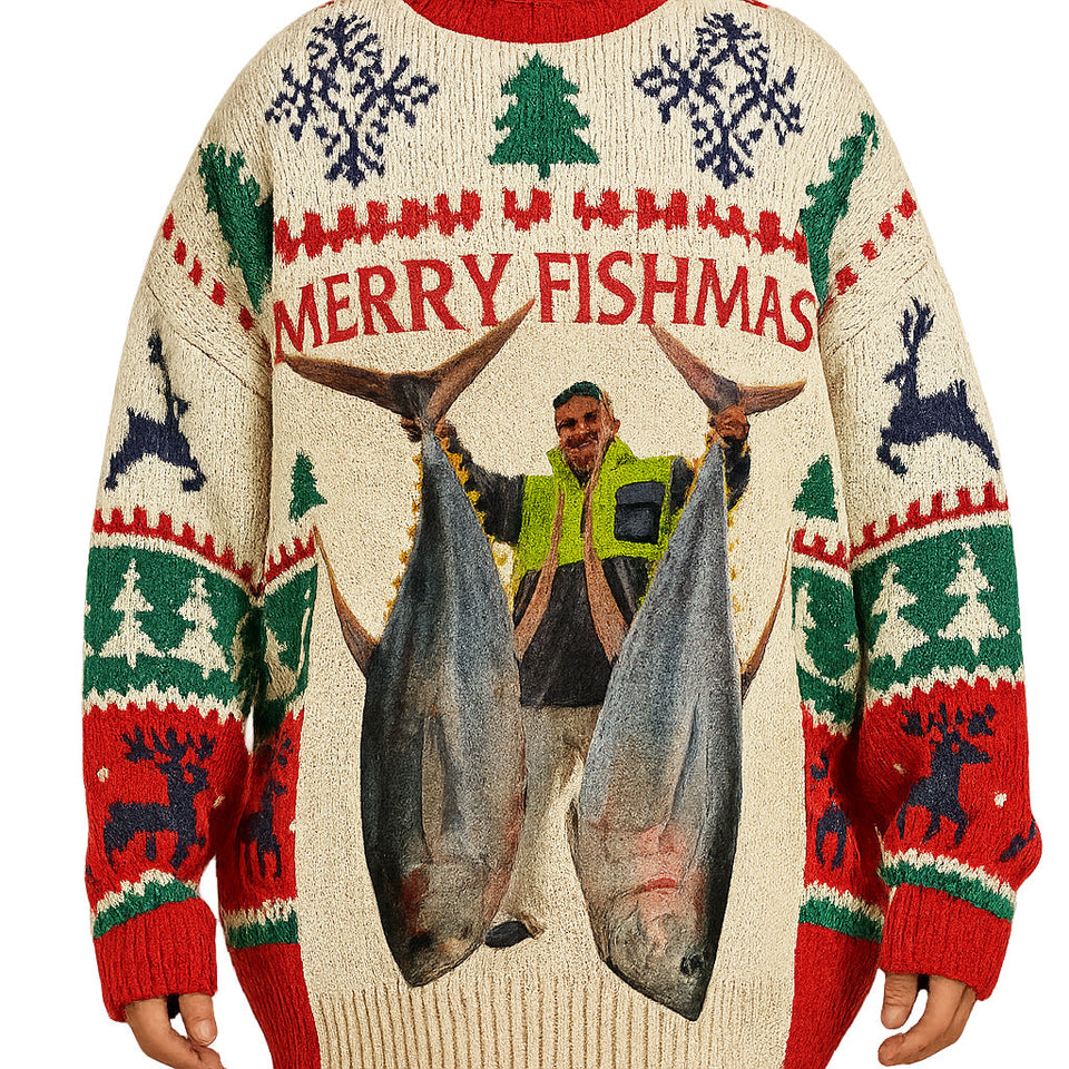 Merry Fishmas - Personalized Fishing Ugly Sweater