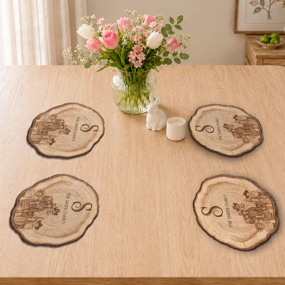 Rustic Engraved Family Tree Style - Personalized Family Custom Shape Placemat