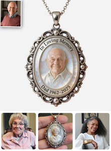 In Loving Memory - Personalized Memorial Shaped Metal Pendant Necklace