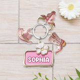 Pink Cowgirl - Personalized Cowgirl Keychain With Charms