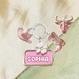 Pink Cowgirl - Personalized Cowgirl Keychain With Charms