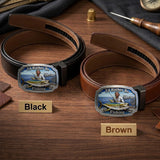 I'd Rather Be Fishing - Personalized Fishing Leather Belt With Shaped Buckle