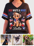 Custom Any Photo - Personalized Dog Fully Printed V-Neck T-Shirt