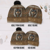 Native American Wolf - Personalized American Indian Beanie Hat