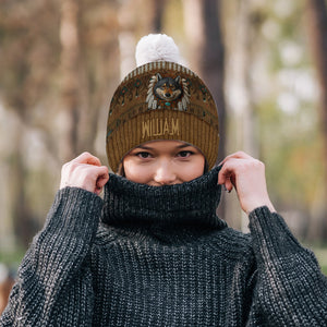 Native American Wolf - Personalized American Indian Beanie Hat