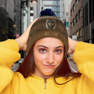 Native American Wolf - Personalized American Indian Beanie Hat