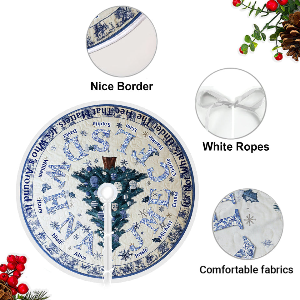 Toile De Jour Family Initial Custom - Personalized Family Tree Skirt