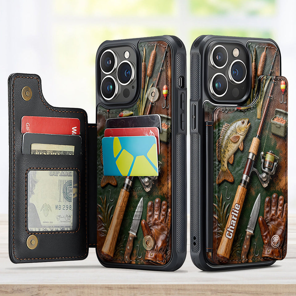 Love Fishing - Personalized Fishing Fully Printed Wallet Phone Case