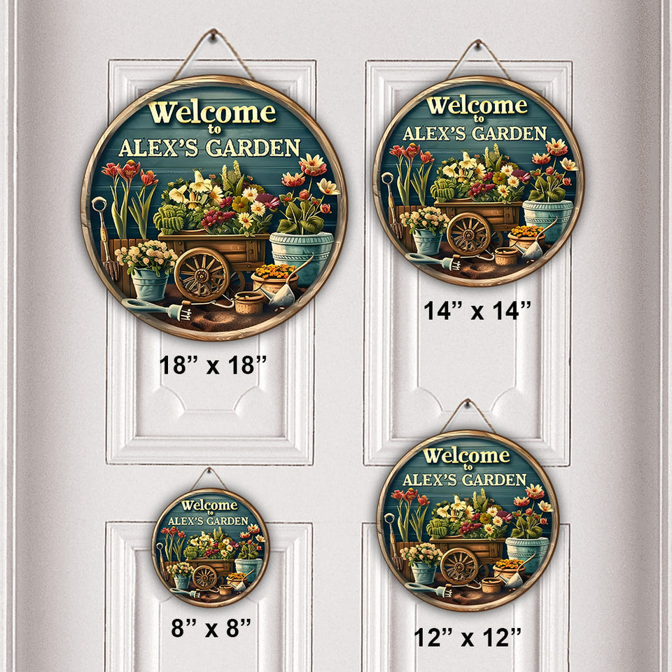 Welcome To My Garden - Personalized Gardening Round Wood Sign