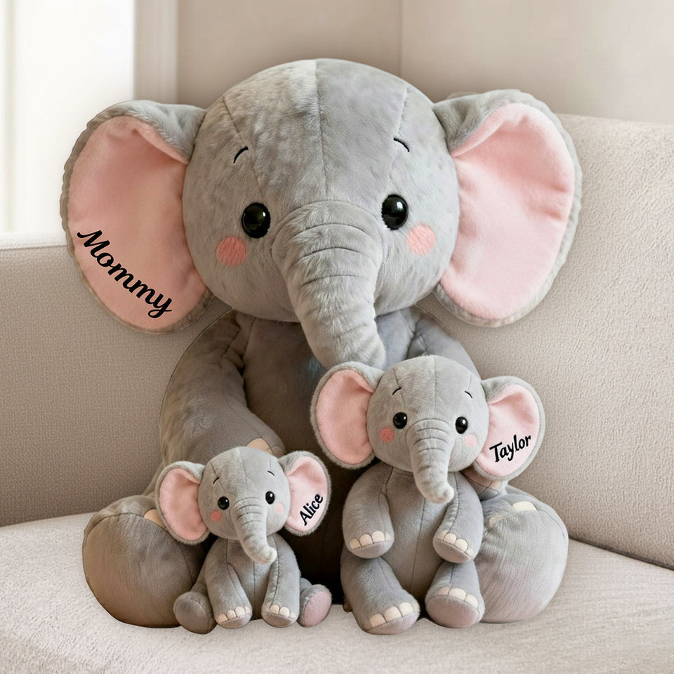 Mom/Grandma Elephant With Little Kids/Grandkids - Personalized Grandma Premium Faux Fur Pillow