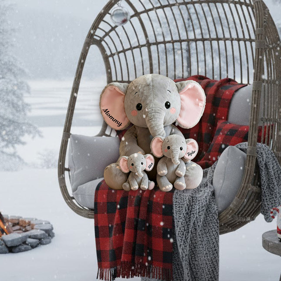 Mom/Grandma Elephant With Little Kids/Grandkids - Personalized Grandma Premium Faux Fur Pillow