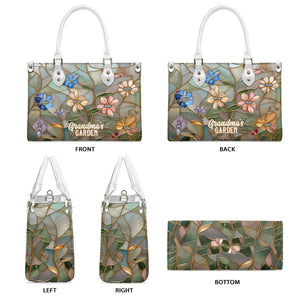 Grandma's Garden - Personalized Grandma Leather Handbag
