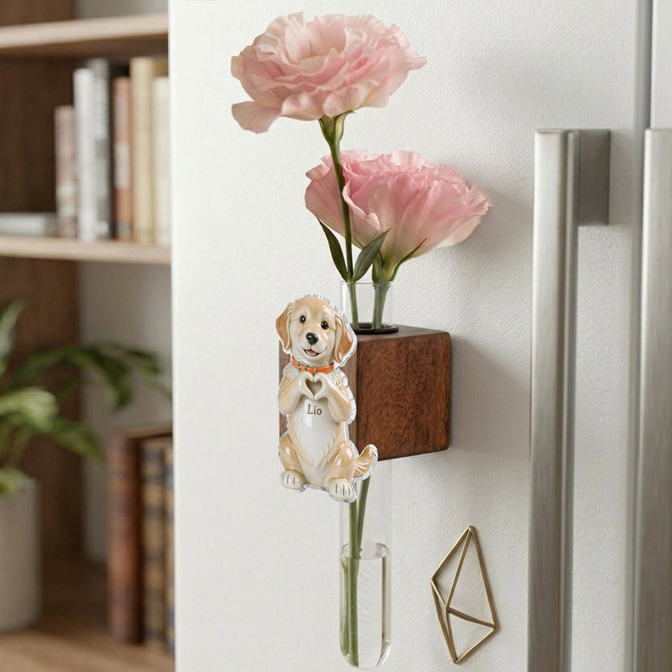 Any Pet Photo - Personalized Dog Magnetic Flower Vase