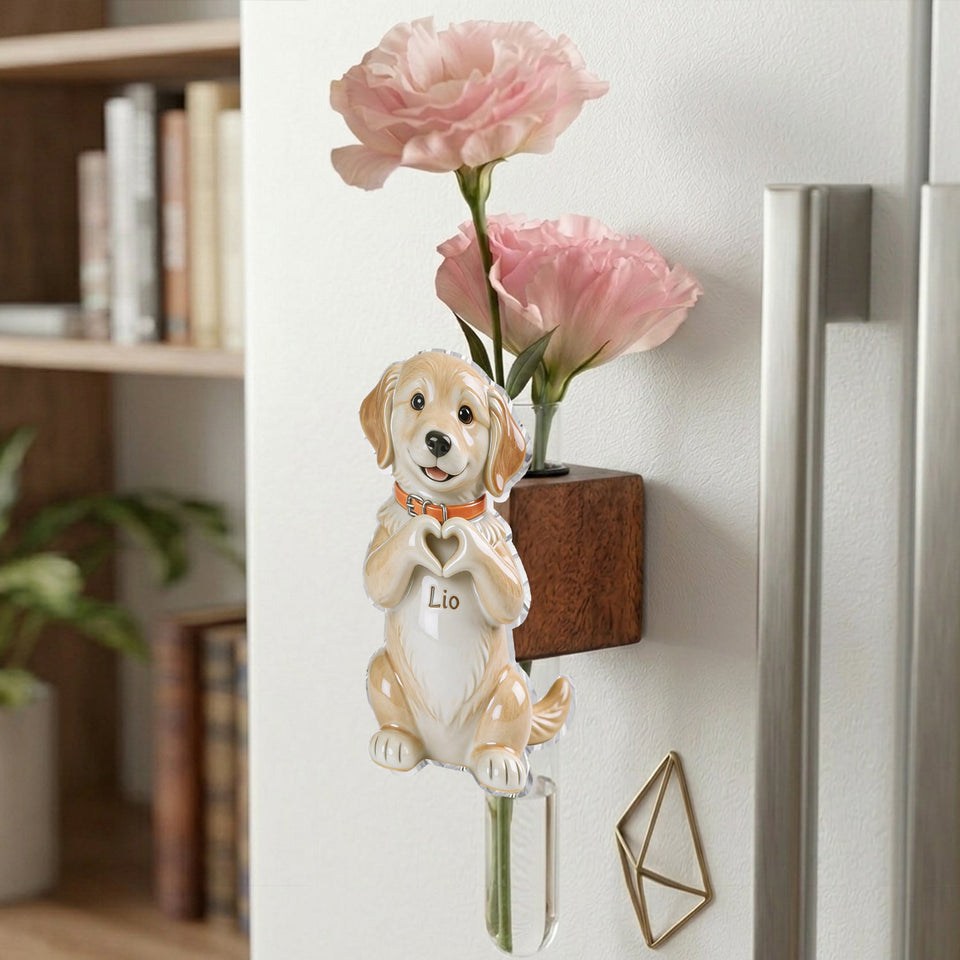 Any Pet Photo - Personalized Dog Magnetic Flower Vase