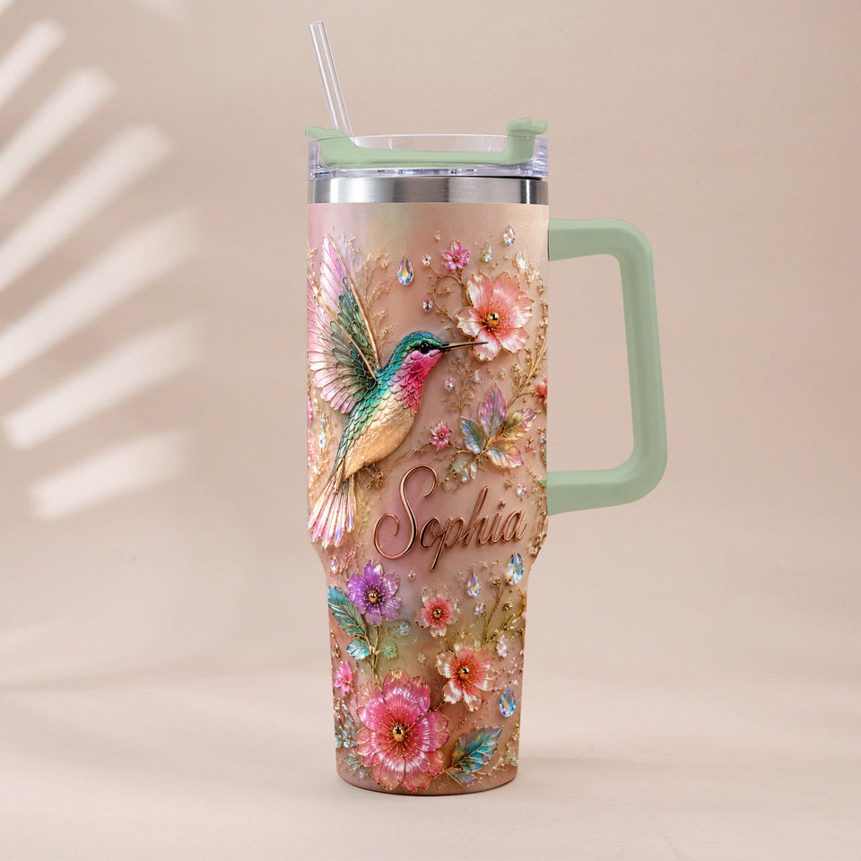 Love Hummingbirds - Personalized Hummingbird Tumbler With Plush Charm