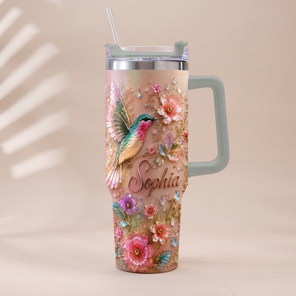 Love Hummingbirds - Personalized Hummingbird Tumbler With Plush Charm