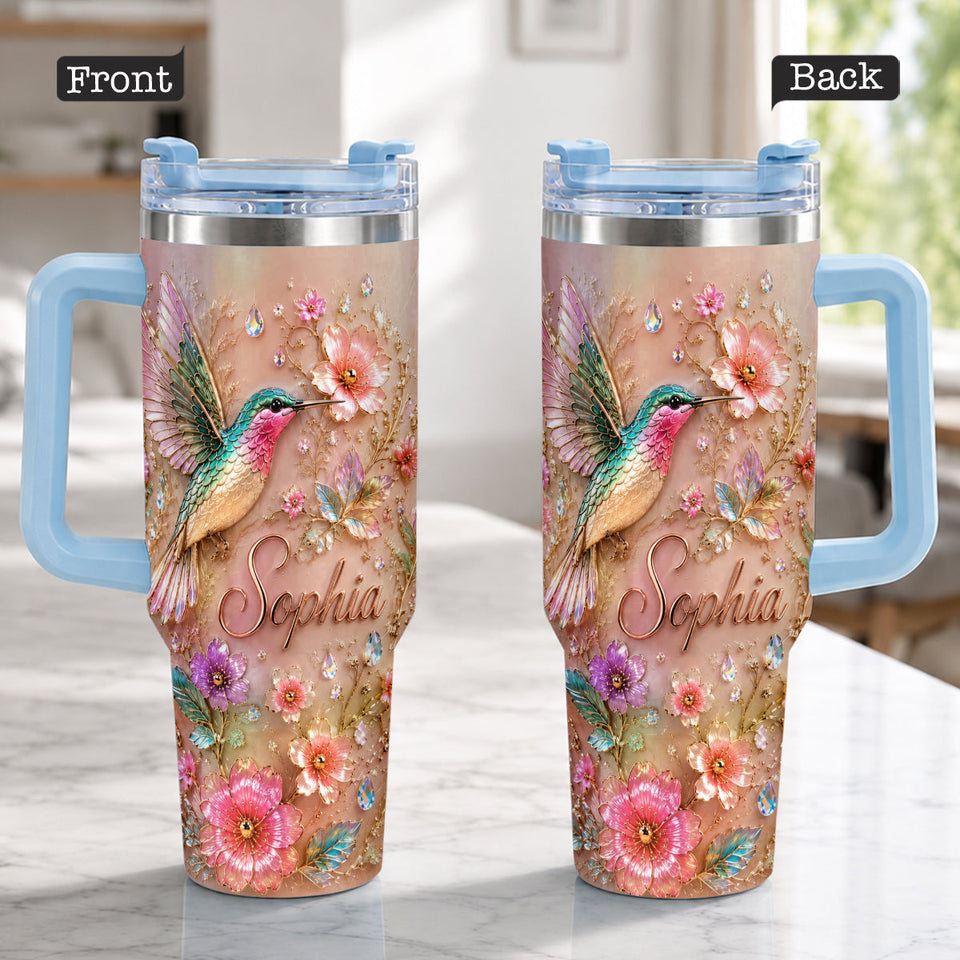 Love Hummingbirds - Personalized Hummingbird Tumbler With Plush Charm
