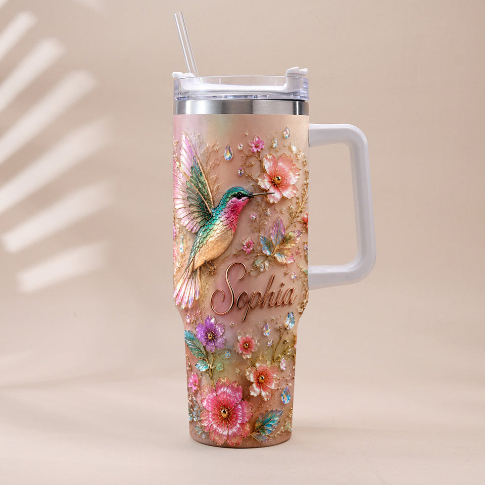 Love Hummingbirds - Personalized Hummingbird Tumbler With Plush Charm