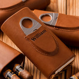Dad Loves Cigars - Personalized Father Leather Cigar Humidor Case