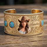 Cowgirl Must-Have - Personalized Cowgirl Shaped Cuff Bracelet