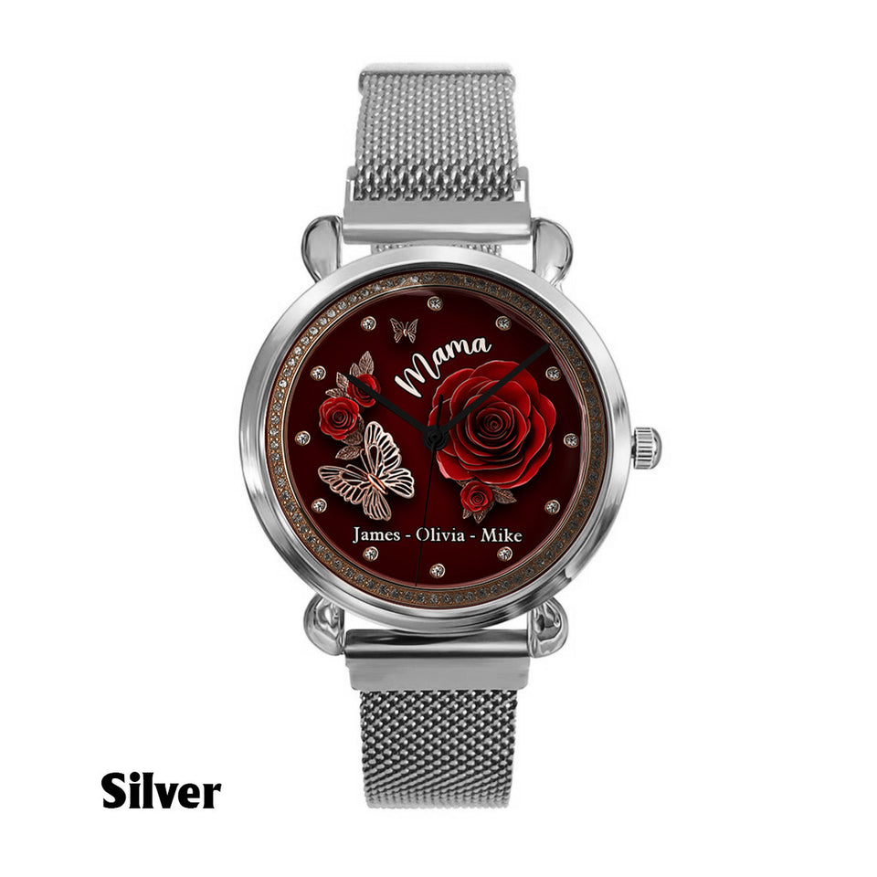 Mama Rose Flower - Personalized Mother Women Hand Watch