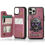 Beautiful Skull And Roses - Personalized Skull Wallet Phone Case