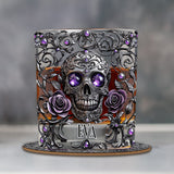 Beautiful Skull And Roses - Personalized Skull Whiskey Glass