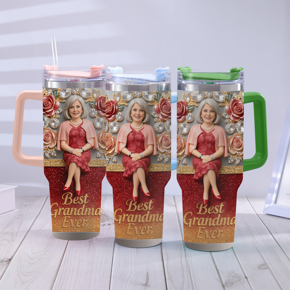 Best Grandma Ever, Perfect For Mom, Nana - Personalized Grandma Tumbler With Handle
