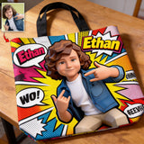 Popart Style Custom From Photo - Personalized Kid Tote Bag