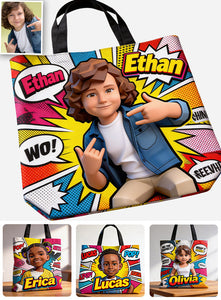 Popart Style Custom From Photo - Personalized Kid Tote Bag