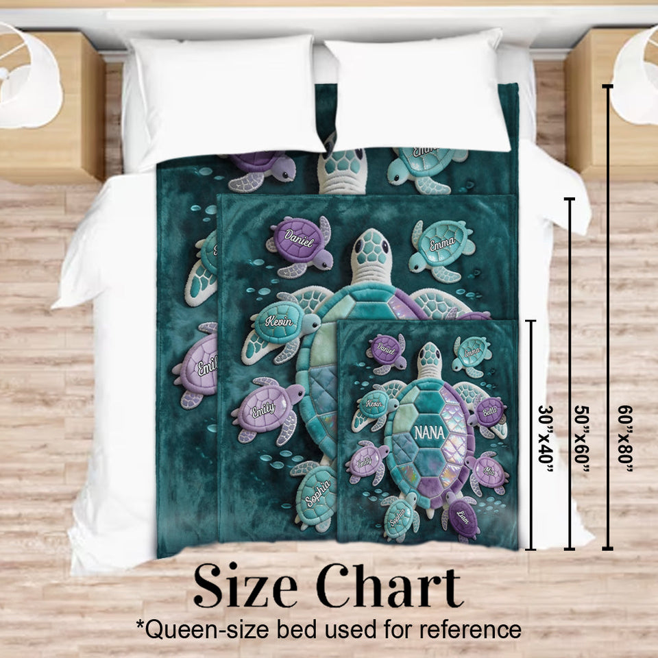 Nana Turtle Gift For Mom Grandma - Personalized Grandma Blanket