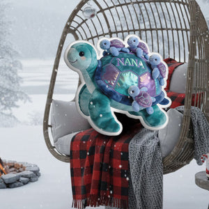 Nana Turtle Gift For Mom Grandma - Personalized Grandma Faux Fur Shaped Pillow