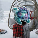 Nana Turtle Gift For Mom Grandma - Personalized Grandma Faux Fur Shaped Pillow
