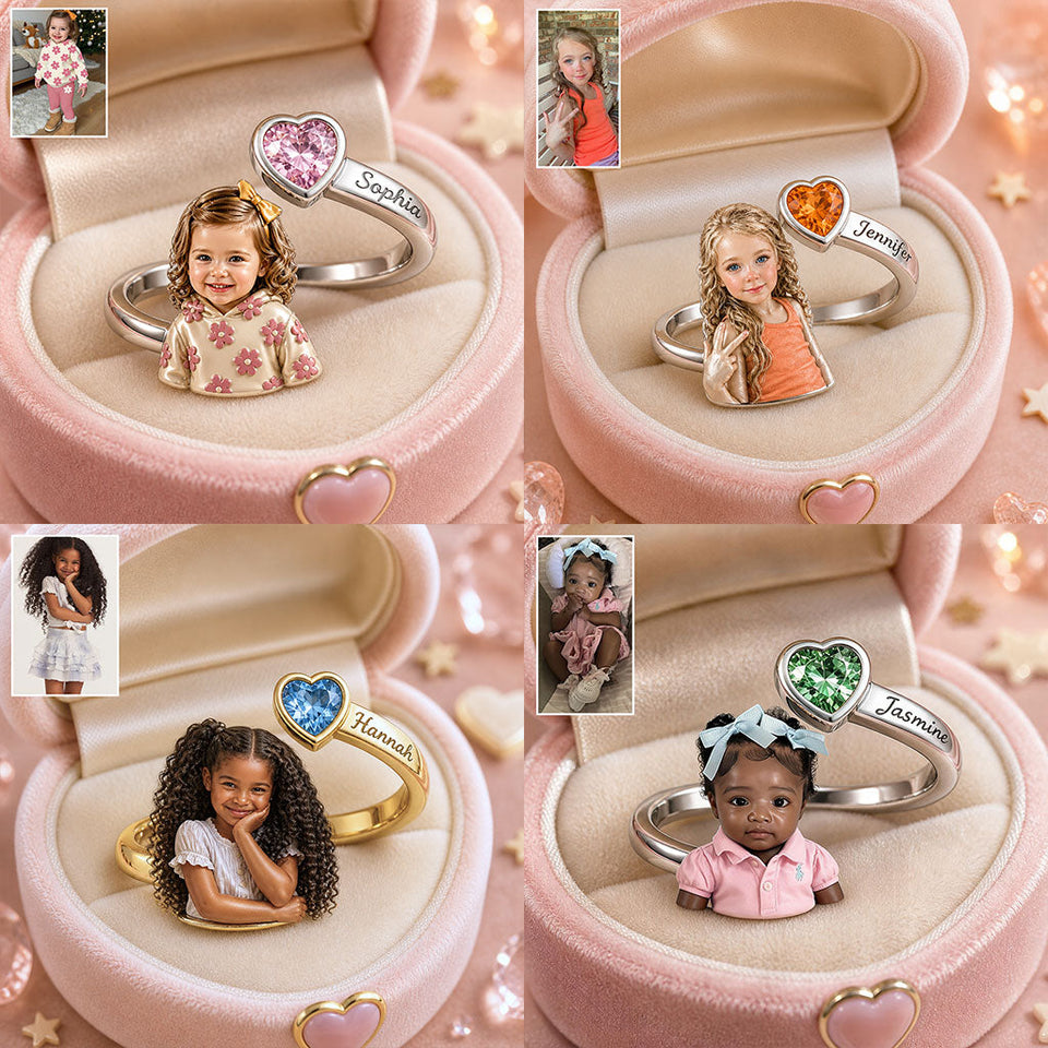 Kid's Birthday Keepsake - Personalized Kid Adjustable Shaped Ring