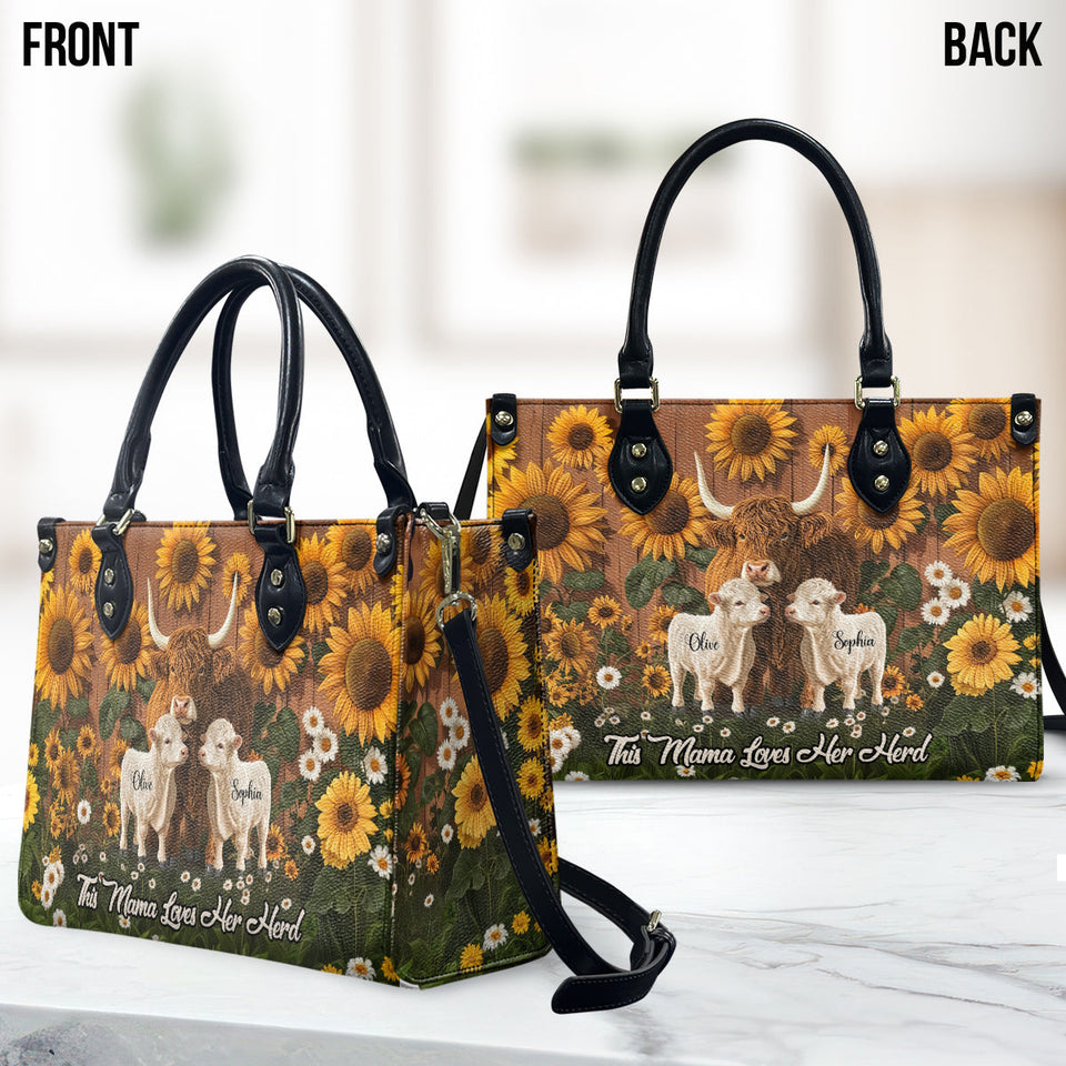 This Mom Loves Her Herd - Personalized Mother Leather Handbag