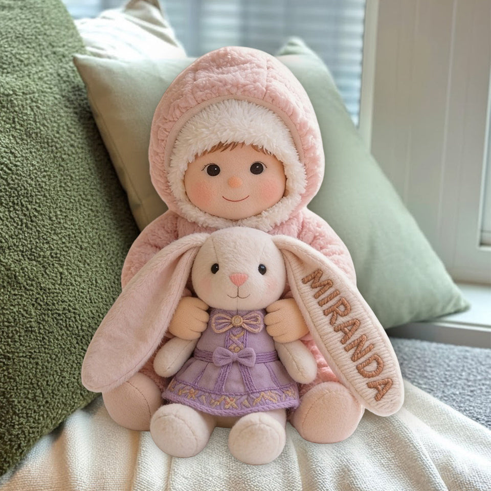 Love Bunny - Personalized Kid Premium Faux Fur Pillow