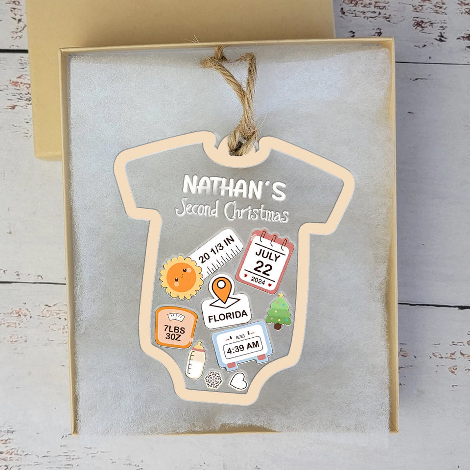 Baby Bodysuit - Personalized Newborn 3 Layered Shaker Ornament