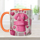 Nursing Is A Work Of Heart - Personalized Nurse Accent Mug