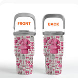 Nursing Is A Work Of Heart - Personalized Nurse Tumbler With Grip Handle