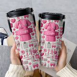 Nursing Is A Work Of Heart - Personalized Nurse Tumbler With Grip Handle