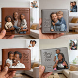 Custom 3D Photo Embossed Leather Wallet for Black Dad- Personalized Best Dad Ever Bi-fold Wallet, Custom Father's Day Gift