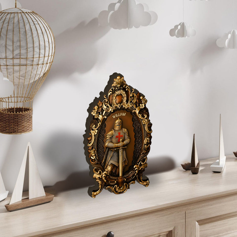 Knight Of God - Personalized Christian Custom Shaped Wood Plaque