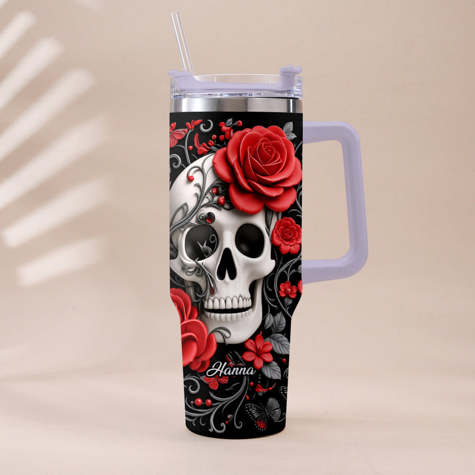 Love Skulls - Personalized Skull Tumbler With Plush Charm
