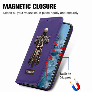 Never Underestimate An Old Man With A Motorcycle - Personalized Biker Wallet Phone Case With Strap
