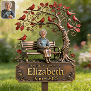 Memorial Garden Stake Cardinal Remembrance Gift - Personalized Memorial 3D Printed Cut Metal Sign