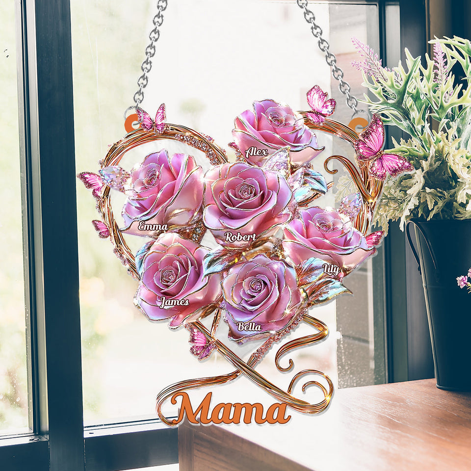 My Garden Gift For Mom, Grandma - Personalized Mother Window Hanging Suncatcher Ornament