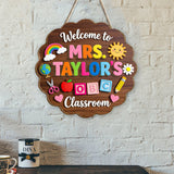 Welcome To Teacher's Classroom - Personalized Teacher 2 Layered Wood Sign / Wood Plaque