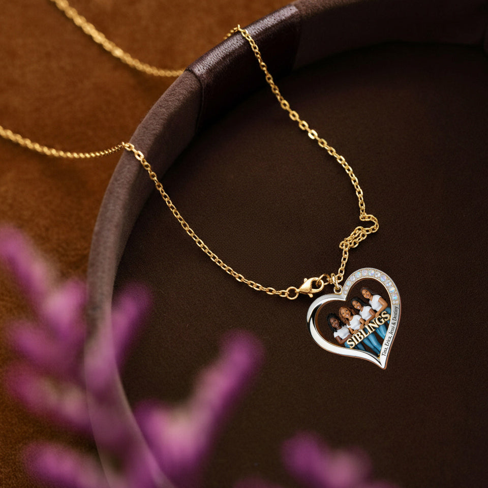 Custom Any Photo Gift For Sister - Personalized Sister Shaped Metal Pendant Necklace