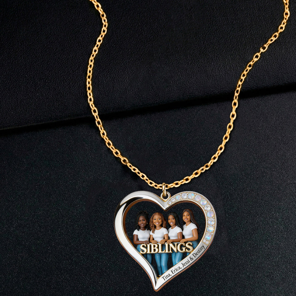 Custom Any Photo Gift For Sister - Personalized Sister Shaped Metal Pendant Necklace