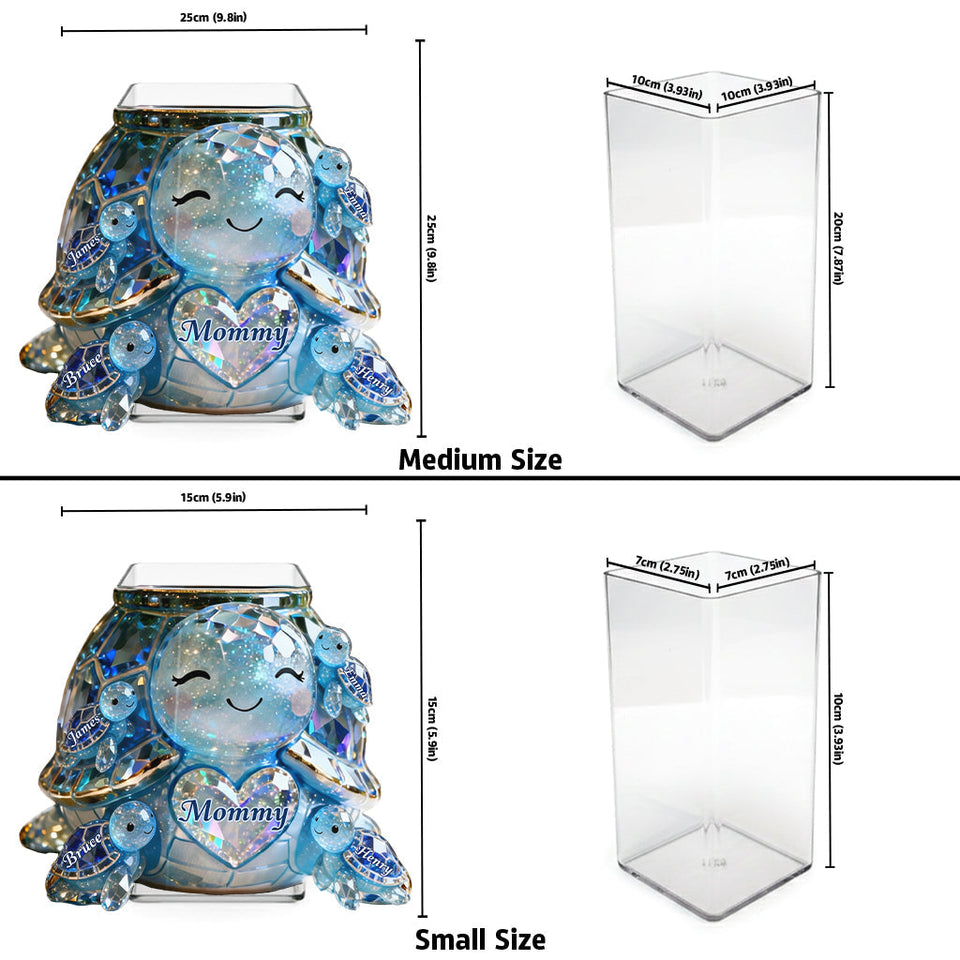 Cute Sparkling Turtle Mom - Personalized Turtle Acrylic Pot